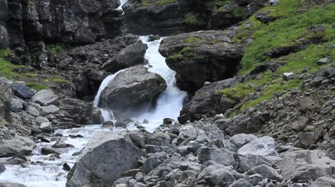 Mountain stream in Scandinavian Mountains Stock Footage 27526357