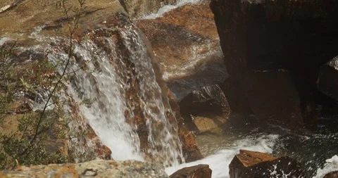 Mountain stream slow motion closeup with sound Video stock 121536481