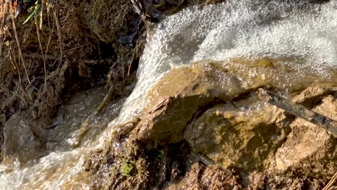 Mountain stream with a small waterfall on the slope Vidéo 152845980