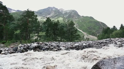 Mountain stream splashing on the rocks Stock Footage 68646052