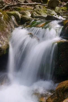 Mountain stream in the spring in the Giant Mountains Stock Photos