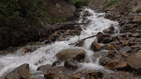 Mountain stream, spring, high water,  run off,  white water Stock Footage 117157705