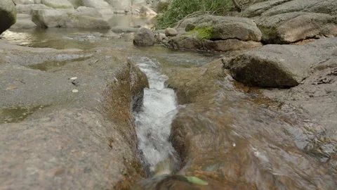 Mountain stream in tropical jungle between stones, loop. Stock Footage 332318418