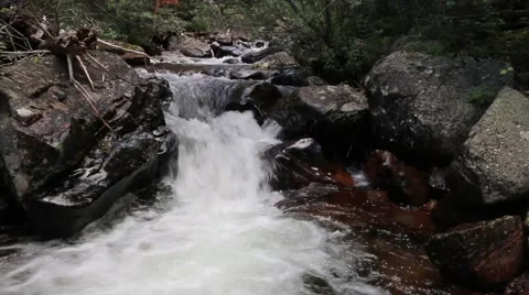 Mountain Stream Tumbling Through Boulders Stock Footage 41266042