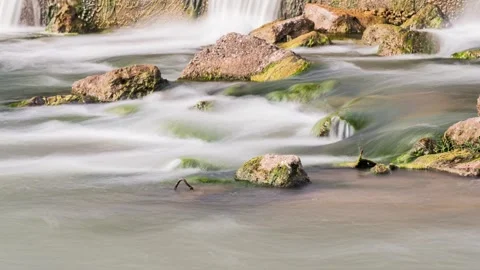 Mountain Stream Water Time-lapse with Silky Flow and Nature Forest View Stock Footage 326680567