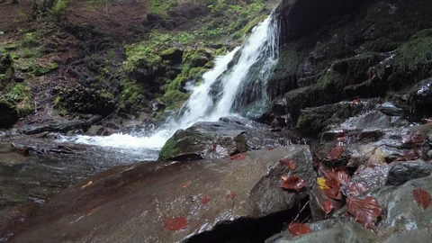 Mountain Stream Waterfall. In Carpathian Mountains Stock Footage 120192450
