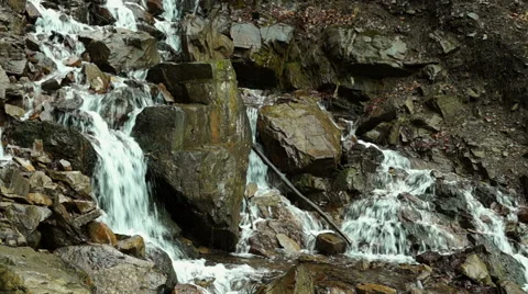Mountain Stream with Waterfall Stock Footage 47843460