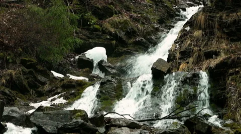 Mountain Stream with Waterfall Stock Footage 48491211