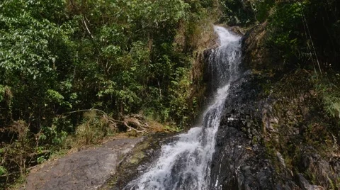 Mountain stream waterfall on the rock Stock Footage 48585062
