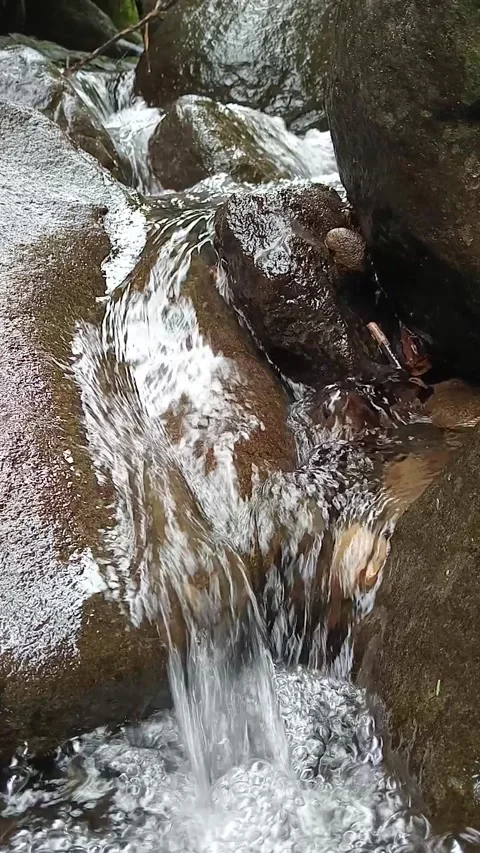 Mountain Stream Waterfall Splash Over Rocks Close Up Detail Stock Footage 330582649