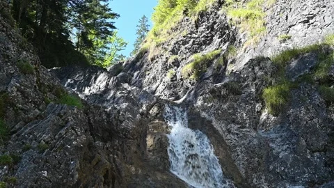 A mountain stream with waterfalls in a forest (slow motion) Stock-Footage 219646563
