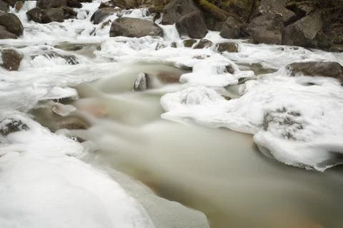 Mountain Stream, Winter Ice 写真素材