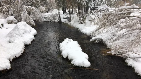 Mountain Stream in the Winter with Snow - 3 in Series of 5 Stock Footage 118780233
