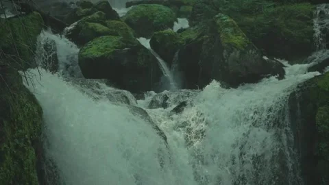 Mountain Streams Converging and Rushing Down Over Rocks – Powerful Water Flow Stock Footage 315098571