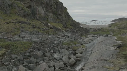 Mountain Streams Running Through Rocks Near Ilulissat Stock Footage 292941329