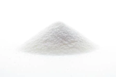 Mountain of sugar on white background Stock Photos