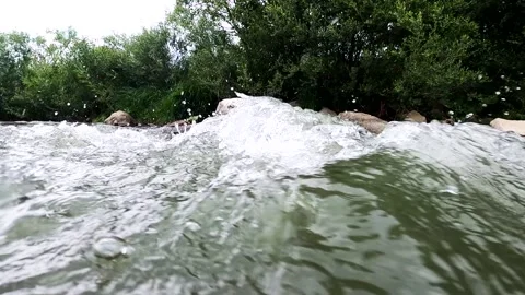 A mountain summer river before a thunderstorm Stock Footage 156072566