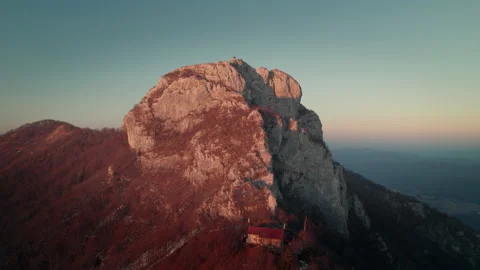 Mountain summit in sunset colors Stock Footage 169527625