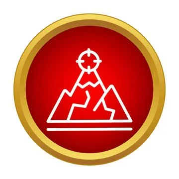 Mountain summit target goal achievement success icon Stock Illustration