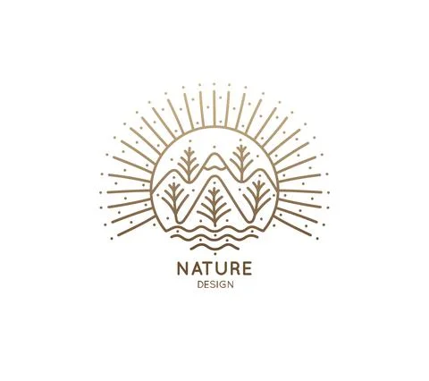 Mountain sun logo Stock Illustration