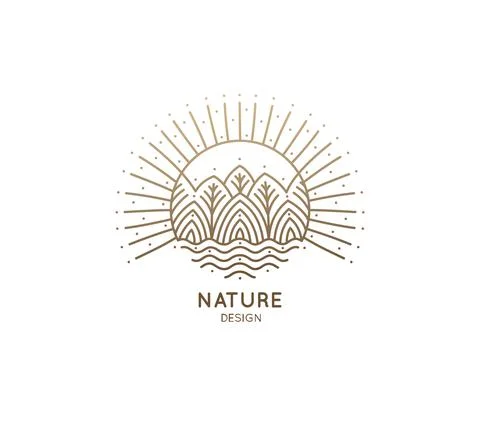 Mountain sun logo Stock Illustration