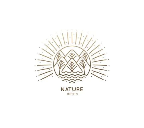 Mountain sun logo Illustrazione stock