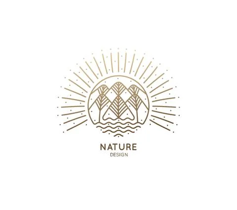 Mountain sun logo Stock Illustration