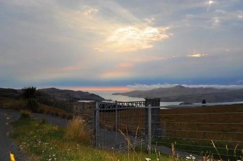 Mountain with sun rays Stock Photos