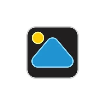 Mountain sun simple icon vector Stock Illustration