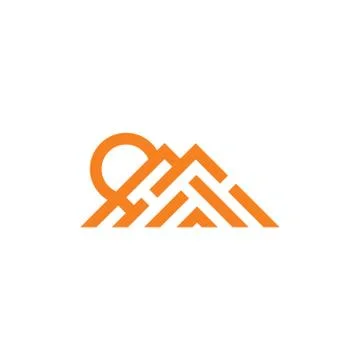 Mountain sun simple triangle stripes geometric logo vector Stock-Illustration