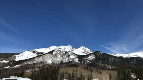 Mountain Sun Snow Pine Stock Footage 156940239