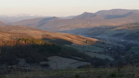Mountain at sunrise. Horizontal panning. Stock Footage 75751458