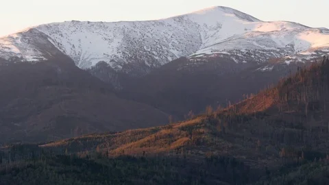 Mountain at sunrise. Horizontal panning. Stock Footage 75751494
