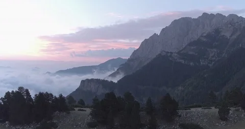 Mountain Sunrise Pink Sky Tracking Stock Footage 69723345