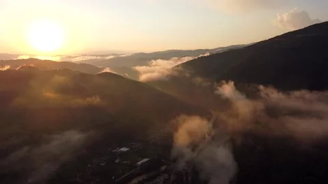 Mountain Sunset Aerial View Stock Footage 164257975