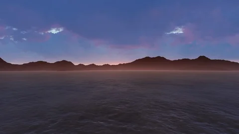 Mountain at Sunset Animation, 3D Rendering Stock Footage 121687657