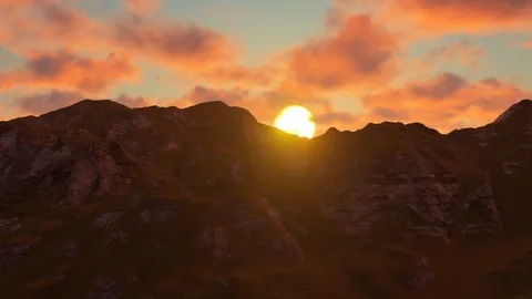Mountain at Sunset Animation, 3D Rendering Stock Footage 121688222