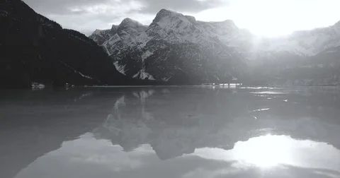 Mountain sunset black and white Stock Footage 84089899