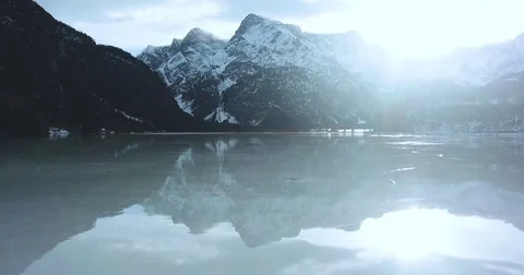 Mountain sunset cold image Stock Footage 84089904
