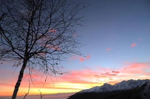 Mountain sunset landscape Stock Photos