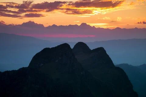 Mountain sunset sky Stock Photos