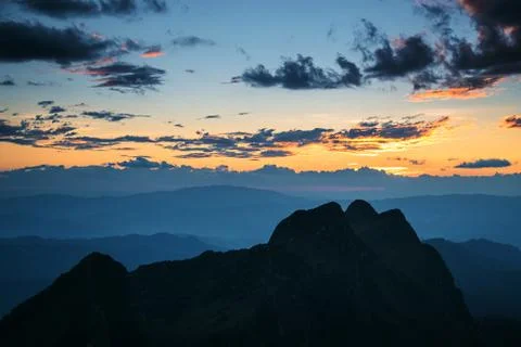 Mountain sunset sky 스톡 사진