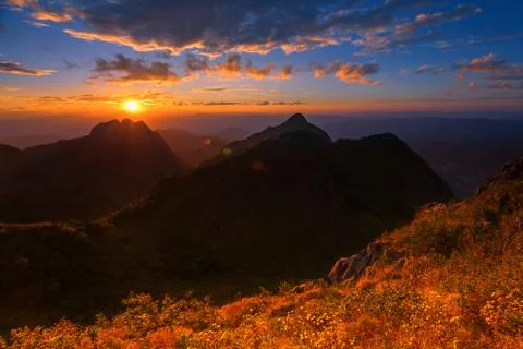 Mountain sunset sky Stock Photos