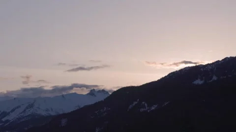 Mountain sunset, snow, high alpine, snowy peak. 4K 24FPS. 스톡 동영상 254511551