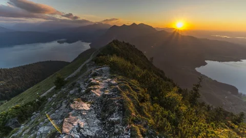 Mountain sunset time laspe 4k Video stock 139004136