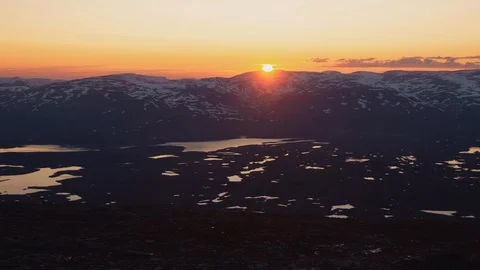 Mountain Sunset Timelapse 4k Mindfulness Arctic Midnight Sun Sweden Nature Vidéo 116025693