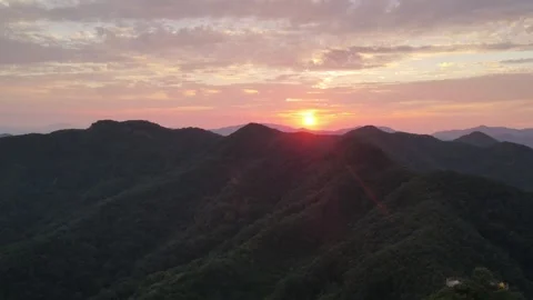 Mountain Sunset Timelapse Over Scenic Landscape in South Korea Stock Footage 343195189