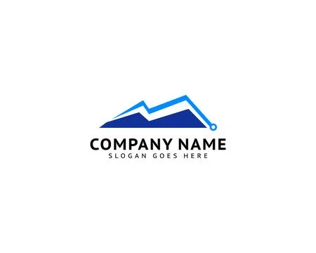 Mountain Technology Logo Template Design Vector Stock Illustration