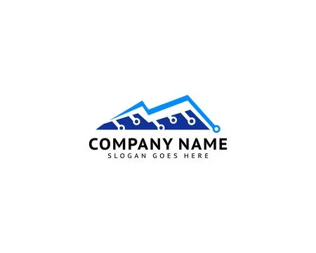 Mountain Technology Logo Template Design Vector Stock Illustration