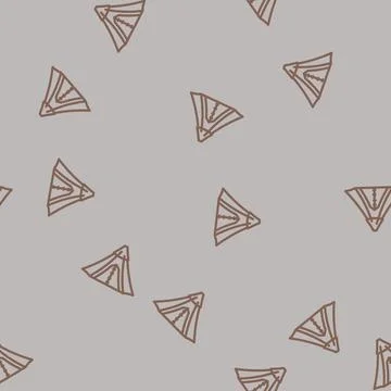 Mountain tent vacation line vector seamless pattern Illustrazione stock